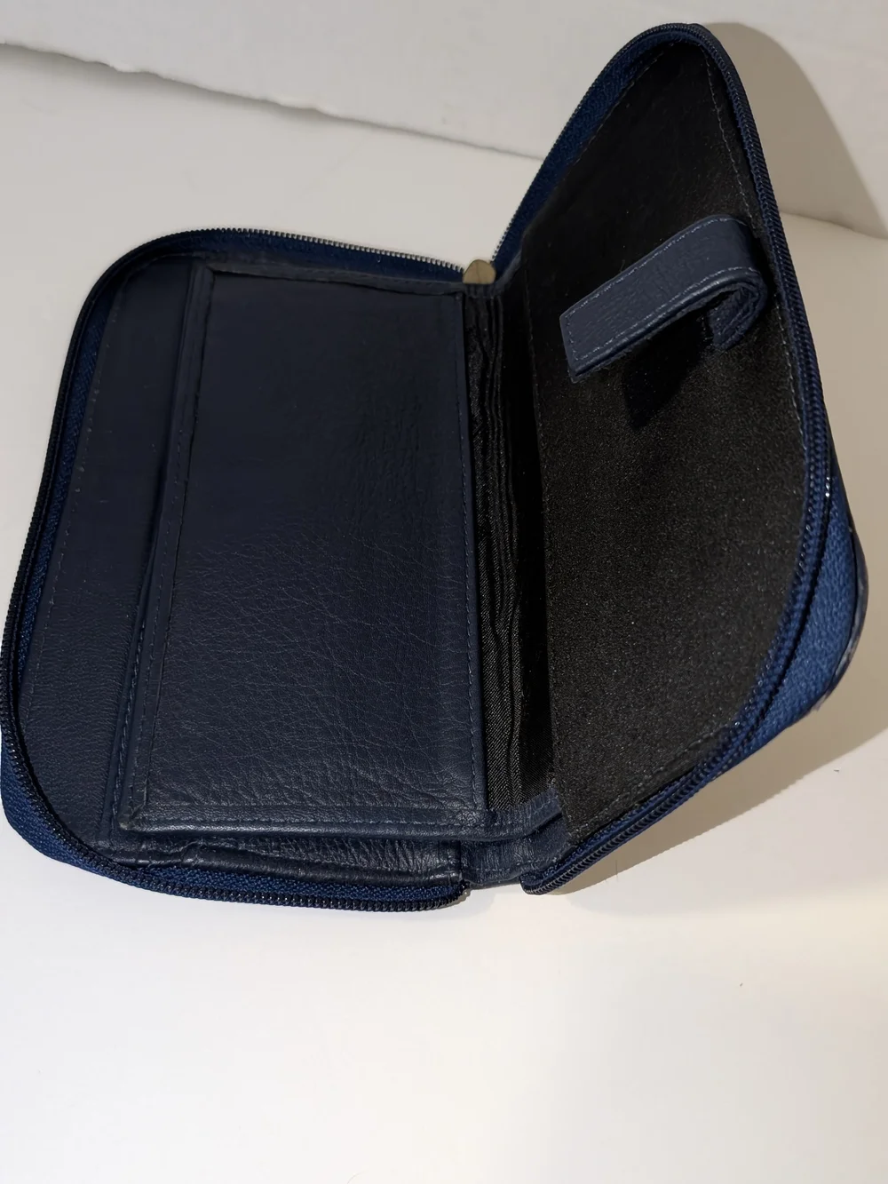 Navy Blue Zip Around Continental Wallet Card Organizer